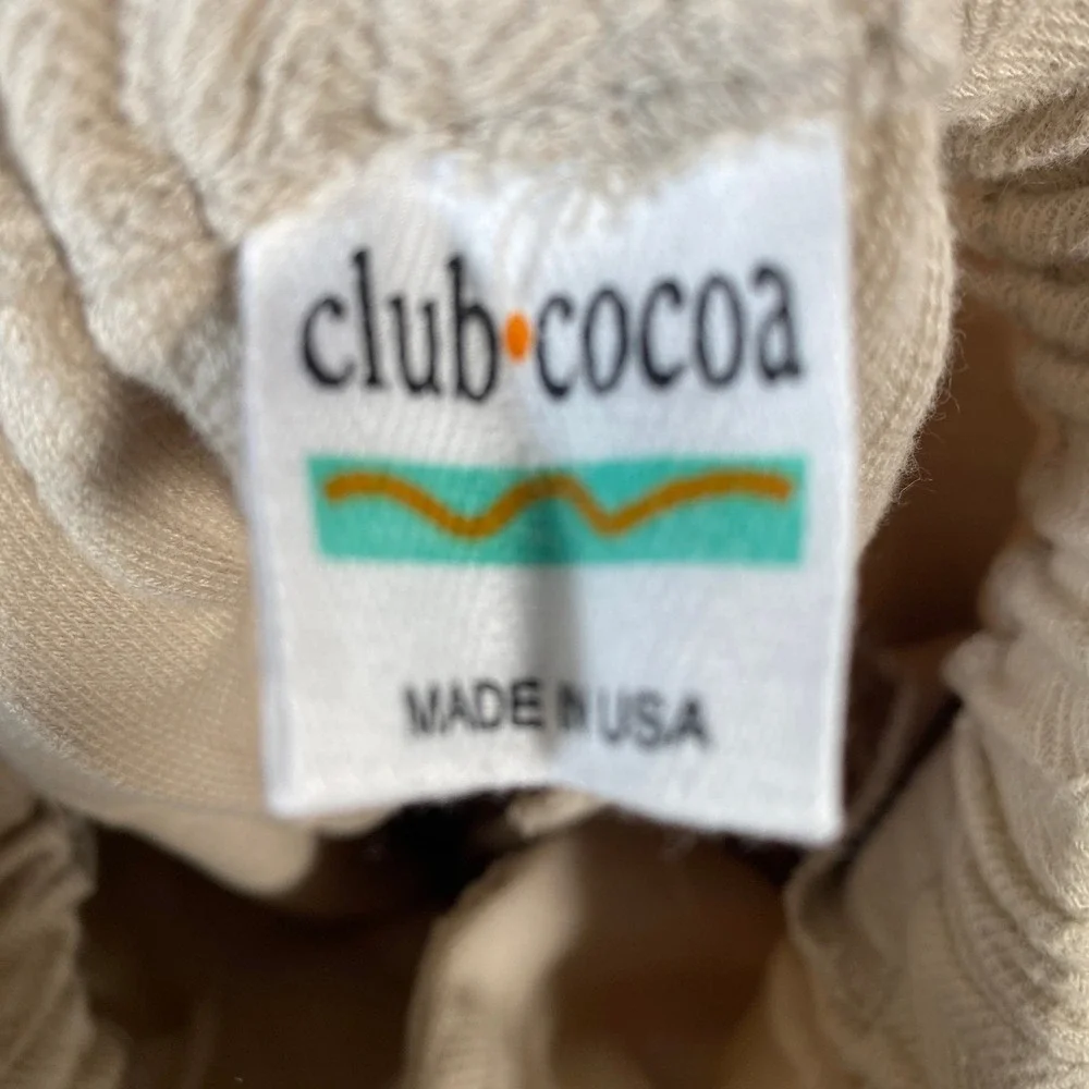 Club Cocoa Beige Textured Knit Lounge Set Top & Shorts‎ One Size Made in USA